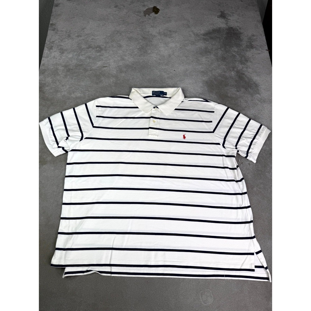 Vintage Polo by Ralph Lauren Shirt Mens 4XB White Striped Pony Golf Performance